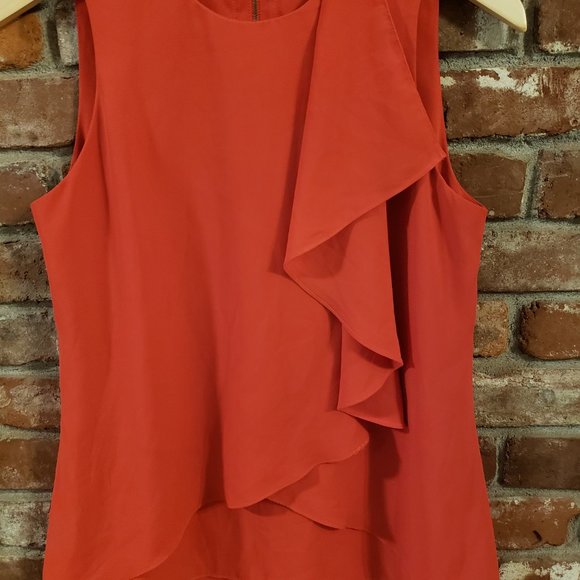 Kenneth Cole Red Flowy Cross Ruffle Tank Top Size S - Picture 3 of 6